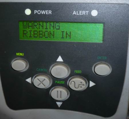 Принтер этикеток Zebra S4m, Warning RIBBON IN